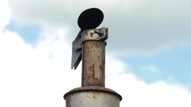 rusty old tractor exhaust flap slow motion 4k