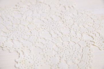 Abstract vintage, knitted crochet tablecloth 