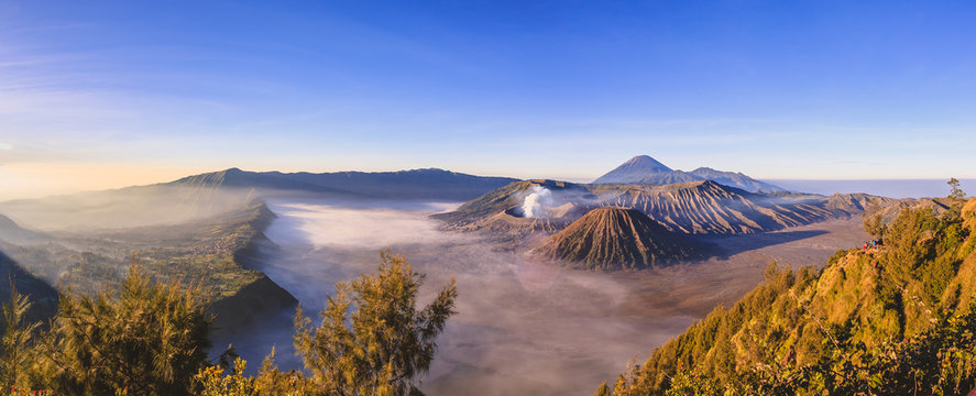 Mountain Bromo at East Java Indonesia. This active volcano is one of the popular destination in Indonesia