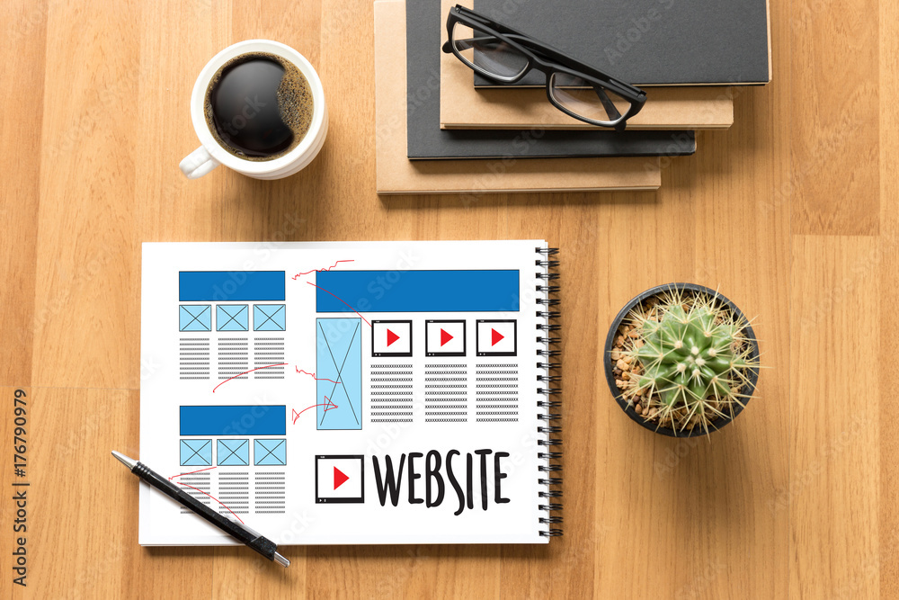Poster website designer working layout sketch drawing software media www and graphic layout website develop