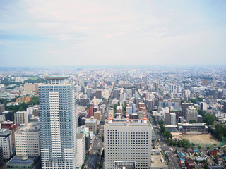 Landscape top view of Sapporo city from the T38 observatory JR tower