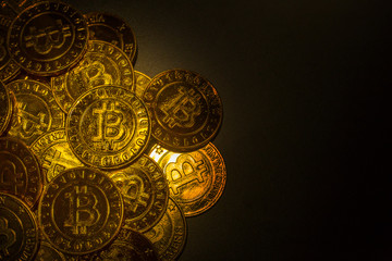 The golden Bitcoins  virtual currency coin image idea for such as background.