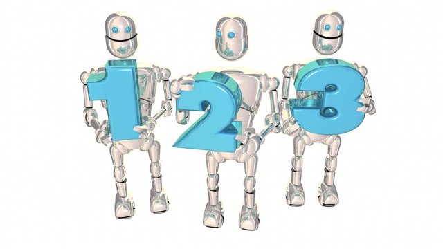123 Easy Simple Steps Process System Robot Numbers 3d Animation