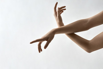 Closeup photo of female arms