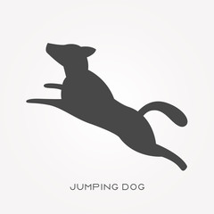 Silhouette icon jumping dog