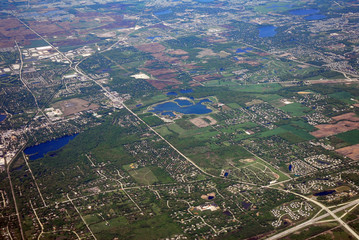 Aerial view of urban scenery from flight