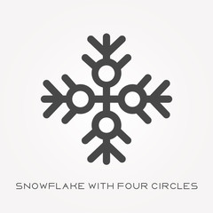 Silhouette icon snowflake with four circles