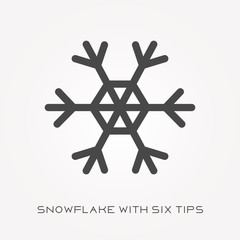 Silhouette icon snowflake with six tips