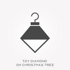 Silhouette icon toy diamond on christmas tree