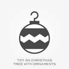 Silhouette icon toy on christmas tree with ornaments