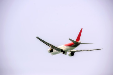  passenger aircraft on sunset sky .