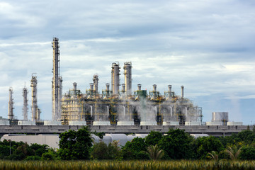 Refinery plant at sunrise.