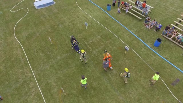 aerial fireman challenge race carrying victims section 4k