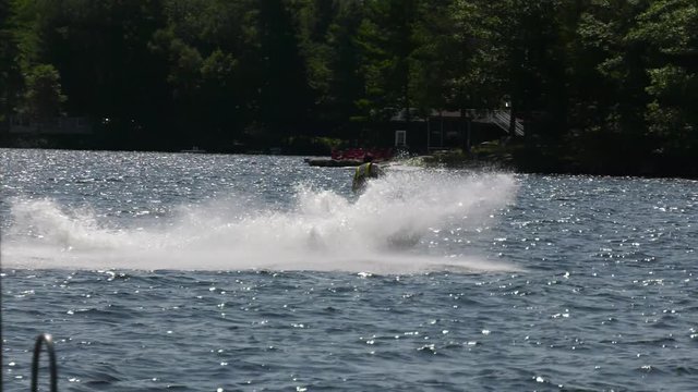seadoo big jump on the wake behind boat 4k