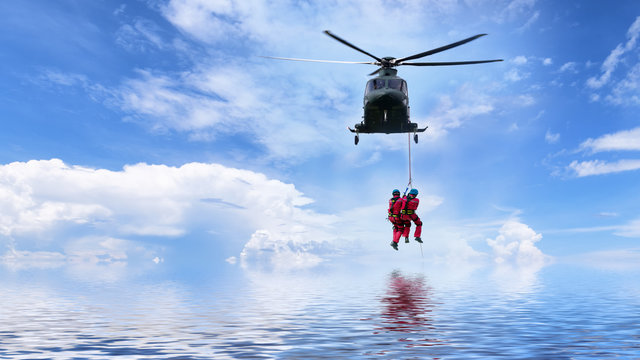 concept for Rescue helicopter in mission sea rescue .