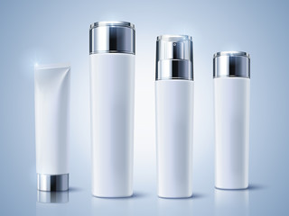 Light blue cosmetic containers