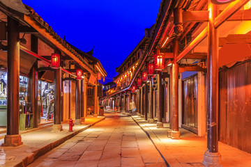 Beautiful night view of ancient town of Sichuan