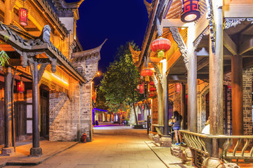 Beautiful night view of ancient town of Sichuan