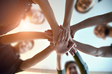 Team Teamwork Join Hands Partnership Concept .