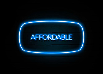 Affordable  - colorful Neon Sign on brickwall