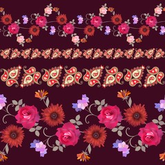 Luxury seamless floral pattern with paisley. Vector illustration. Indian, persian motives.