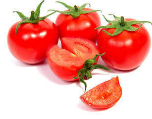 red tomatoes isolated on white background