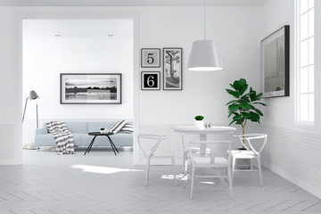  Modern scandinavian interior  style ,Dining Room Decorating  design concept,,3Drender
