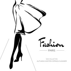 Fashion advertising brochure, Paris business card, hand drawn vector illustration - 176802783