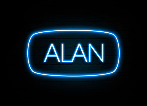 Alan  - colorful Neon Sign on brickwall