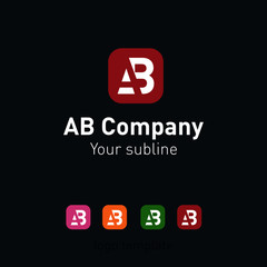 Creative abstract logo design template using letter a and b with negative space. Logo set, vector illustration.