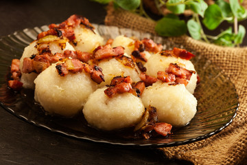 Potato dumplings stuffed with meat