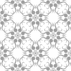 Gray floral seamless pattern on white background