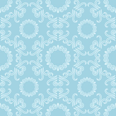 Floral ornaments. Blue seamless pattern