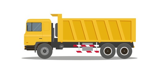 Dump truck tipper on white background. Construction specialized transport and lorry