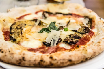 Vegetables pizza in restaurant