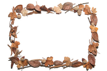 Square frame made of autumn leaves