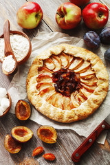 Galette with apples and plums