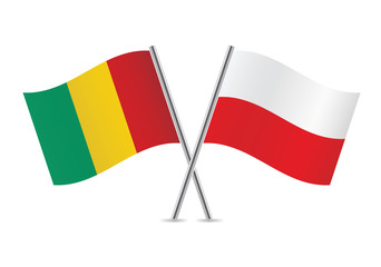 Guinea and Poland flags.Vector illustration.