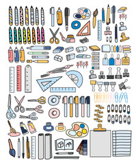 Vector set of stationery doodle style