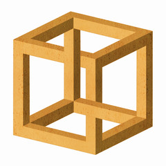 There is an impossible cube. White background.