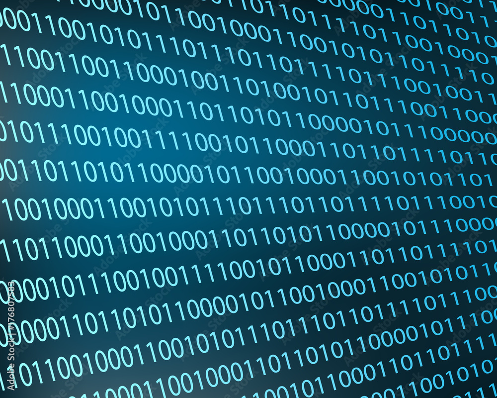 Poster abstract and blue technology background with binary code