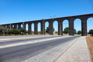 Aqueduct of Silver Water (Prata Aqueduct)  outside of the city walls. Evora. Portugal