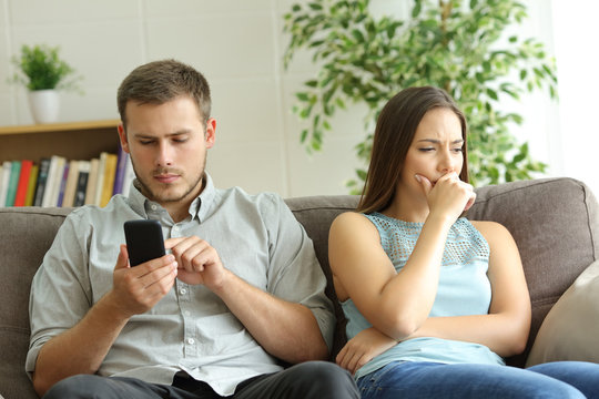 Husband addicted to phone and worried wife