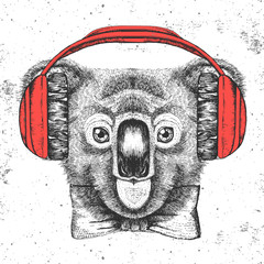 Hipster animal koala. Hand drawing Muzzle of koala © annbozhko