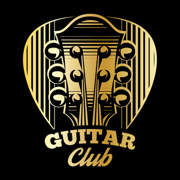 vector logo template plectrum and guitar