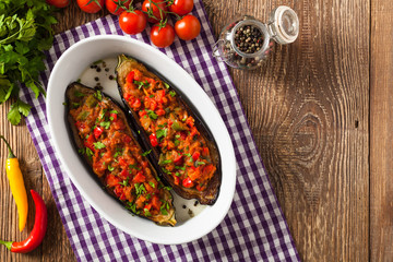 Stuffed aubergine.