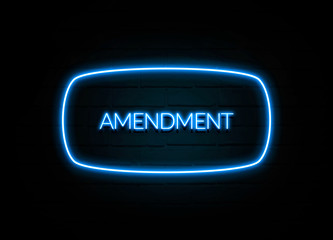 Amendment  - colorful Neon Sign on brickwall