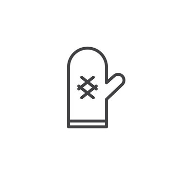 recommend clip art: Oven mitt line icon, outline vector sign, linear style pictogram isolated on white. Pot holder symbol, logo illustration. Editable stroke