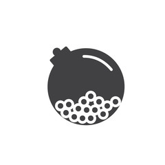 Gumballs in a round crystal bottle icon vector, filled flat sign, solid pictogram isolated on white. Symbol, logo illustration.