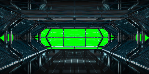 Spaceship dark interior 3D rendering